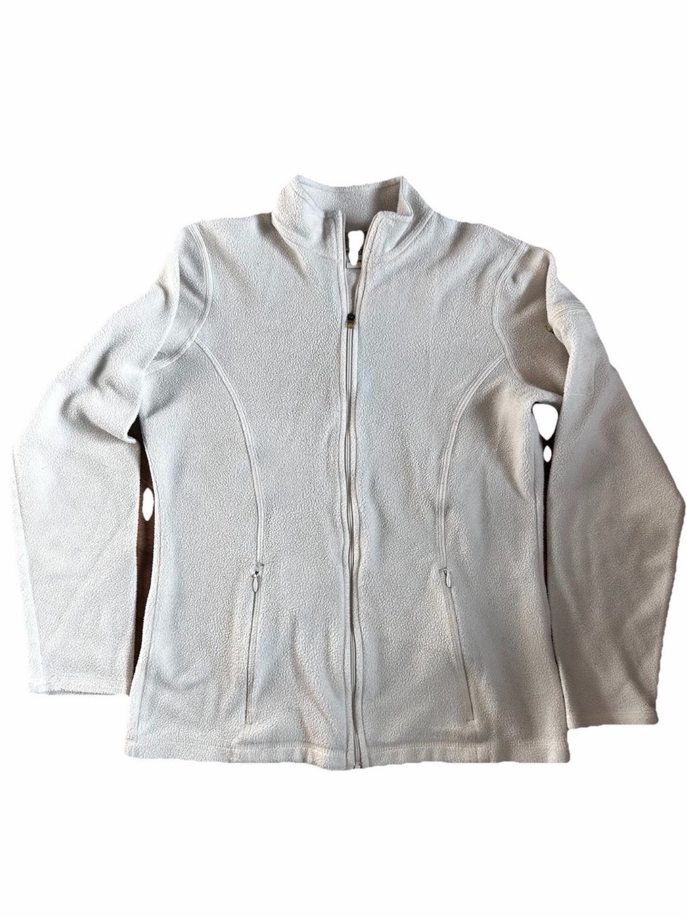 LL Bean Cream Women's Zip-Up classic soft and warm Fleece Jacket